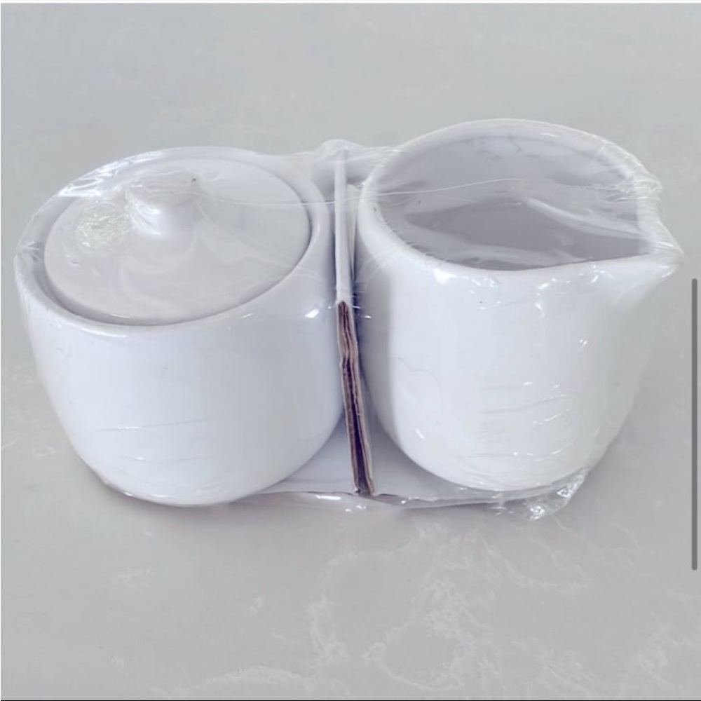White Ceramic Sugar and Creamer Set